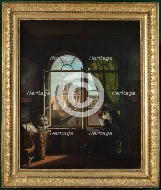Artist's interior, with view of the facade of the Church of Saint-Eustache, c1815. Creator: Louise-Adeone Drolling.