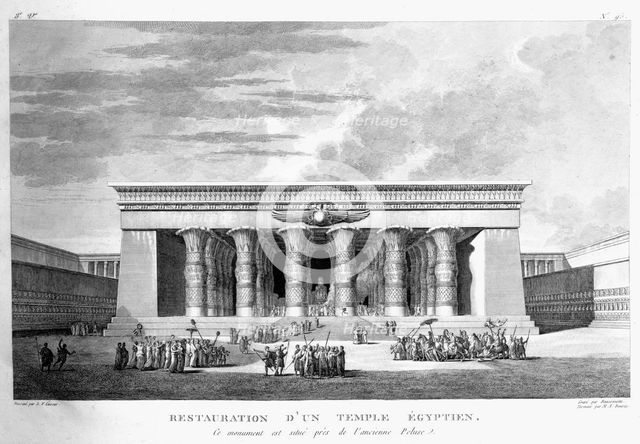 Artist's recreation of a large Egyptian temple, 1799. Creator: Pierre Nicolas Ransonette.