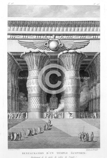 Artist's recreation of a large Egyptian temple, 1799. Creator: Pierre Nicolas Ransonette.
