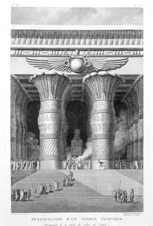 Artist's recreation of a large Egyptian temple, 1799. Creator: Pierre Nicolas Ransonette