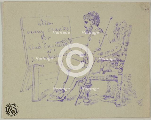 Artist Seated at Easel, n.d. Creator: Nicholas Chevalier.