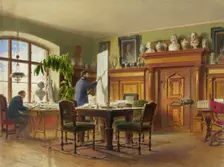 Artist Vladimir Svertsov's studio in Schleißheim, 1850-1889. Creator: Heinrich Stohl