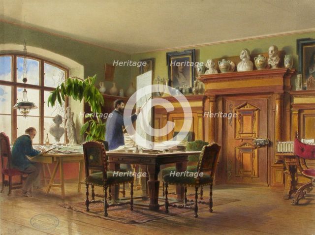 Artist Vladimir Svertsov's studio in Schleißheim, 1850-1889. Creator: Heinrich Stohl.