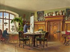 Artist Vladimir Svertsov's studio in Schleißheim, 1850-1889. Creator: Heinrich Stohl