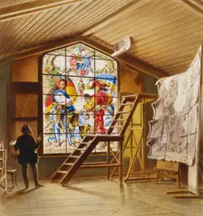 Artist Vladimir Svertskov's stained glass studio in Schleißheim, 1850-1889. Creator: Heinrich Stohl