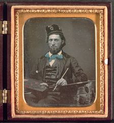 Artist with His Palette and Brushes, c. 1850s. Creator: Unidentified Photographer