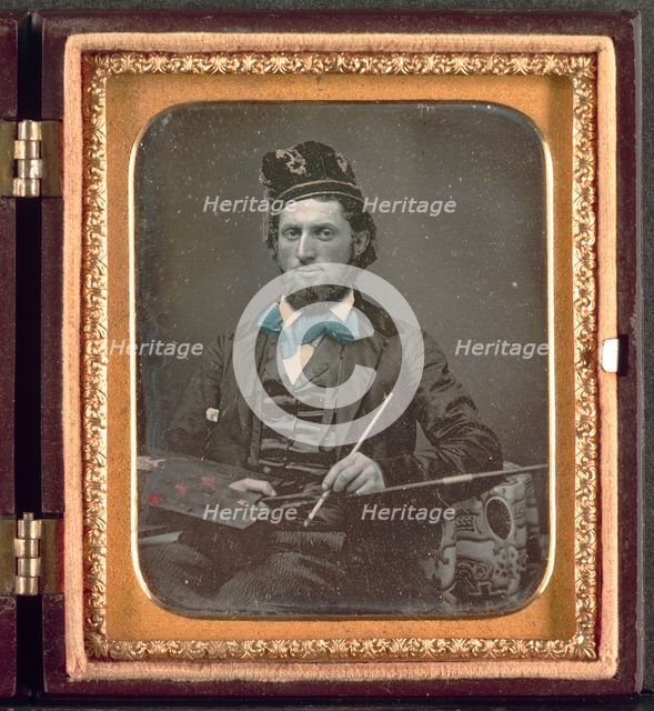 Artist with His Palette and Brushes, c. 1850s. Creator: Unidentified Photographer.