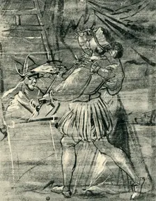 Artist with young woman in front of an easel, 1580, (1943). Creator: Tobias Stimmer