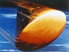 Artist's concept of Command Module re-entry in 5000° heat. Creator: NASA