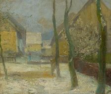 Artist's Courtyard in Slanec in Winter, around 1907. Creator: Ludovit Cordak