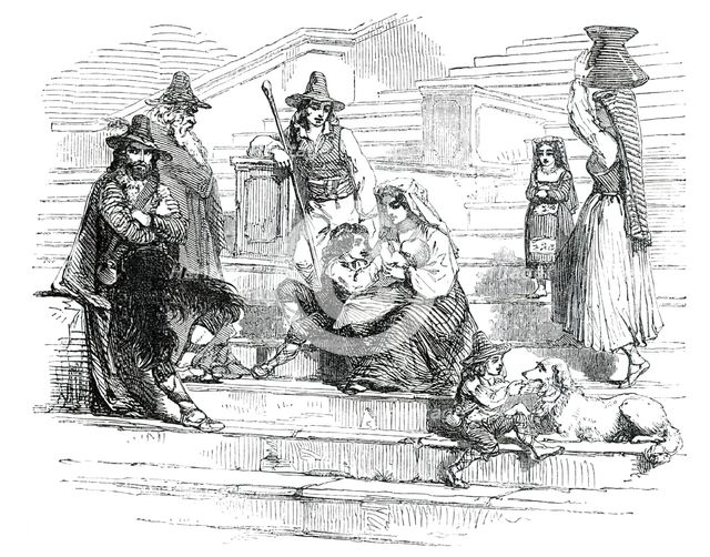 Artists' Models on the Steps of the Trinita de Monte - Rome, 1850. Creator: Unknown.