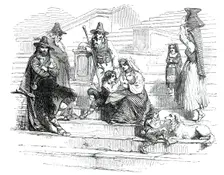 Artists Models on the Steps of the Trinita de Monte - Rome, 1850. Creator: Unknown