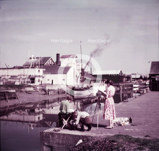 Artists sketching on the River Chelmer, Maldon, Essex, c1955.  Creator: Arthur Charles Kirby Ware.