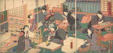 Artisans, from the series "An Up-to-Date Parody of the Four Classes", 19th century., 19th century. Creator: Utagawa Kunisada