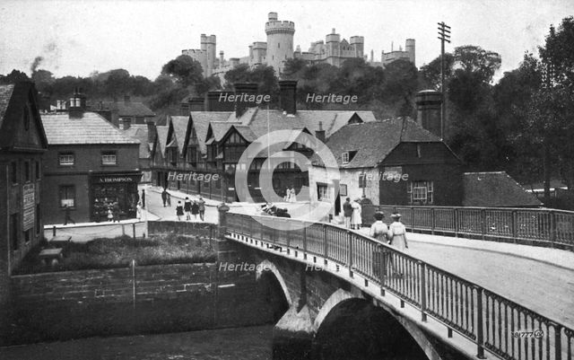 Arundel Castle and bridge, Arundel, West Sussex, c1900s-c1920s. Artist: Unknown