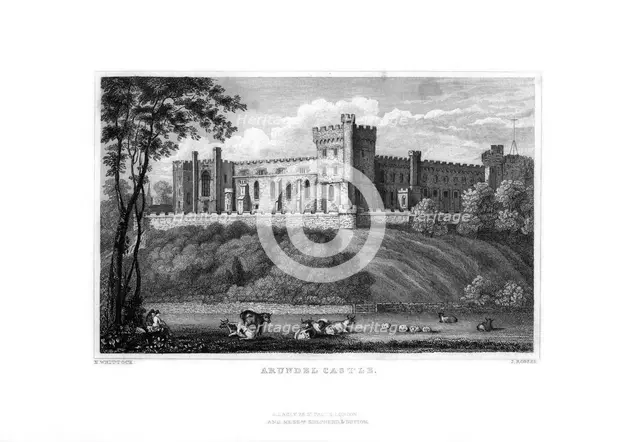 Arundel Castle, West Sussex, 1829.Artist: J Rogers