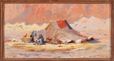 Arab tent in the desert at Blidah, 1890. Creator: Henry Brokman