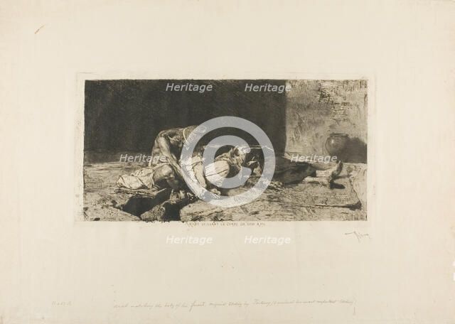 Arab Watching the Body of his Friend, 1879. Creator: Mariano Jose Maria Bernardo Fortuny y Carbo.