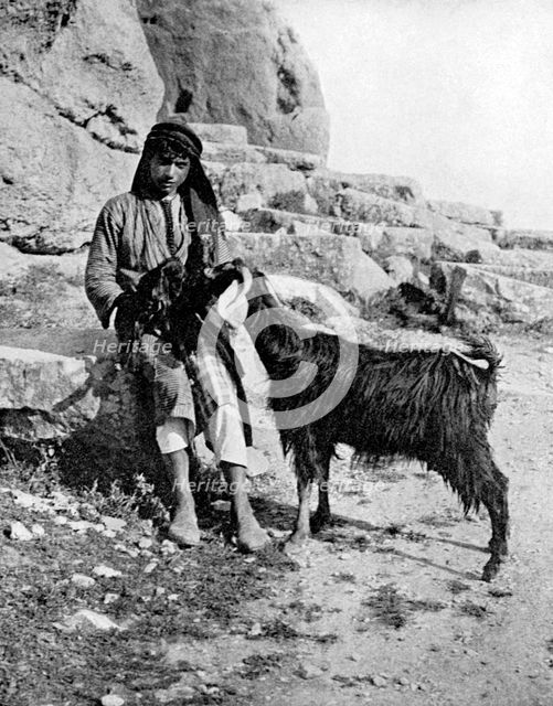 Arab boy and goat, Middle East, 1936.Artist: Donald McLeish