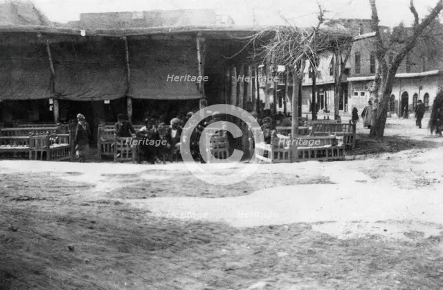 Arab coffee shop, Baghdad, Mesopotamia, WWI, 1918. Artist: Unknown