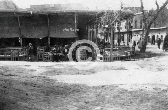 Arab coffee shop, Baghdad, Mesopotamia, WWI, 1918. Artist: Unknown