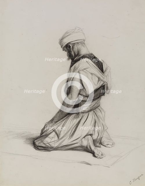 Arab Kneeling in Prayer, c1875. Creator: Charles Bargue.