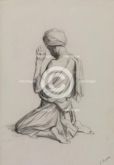 Arab Kneeling in Prayer, c1883. Creator: Charles Bargue.