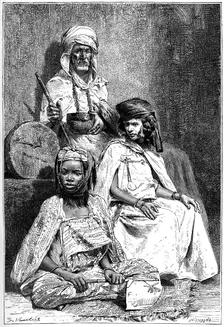 Arab mendicant, Biskra and El-kantra women c1890. Artist: Hildibrand