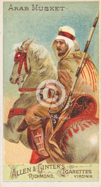 Arab Musket, from the Arms of All Nations series (N3) for Allen & Ginter Cigarettes Brands, 1887. Creator: Allen & Ginter.