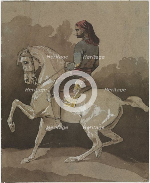 Arab on Horseback, 1800s. Creator: Horace Vernet (French, 1789-1863).