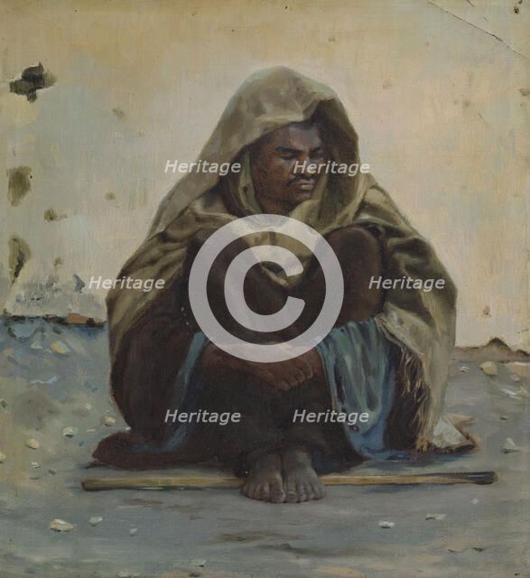 Arab seated from the front, c.1891. Creator: Henry Brokman.