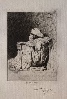 Arabe assis, les mains croisees sur les genous. Creator: Mariano Fortuny y Carbó (Spanish, 1838-1874)