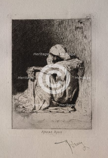Arabe assis, les mains croisees sur les genous. Creator: Mariano Fortuny y Carbó (Spanish, 1838-1874).