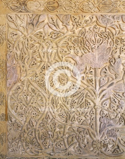 Arabesque panel, Medina Azahara palace-city, Seat of the Caliphate of Cordoba, Spain (2002).  Creator: Unknown.