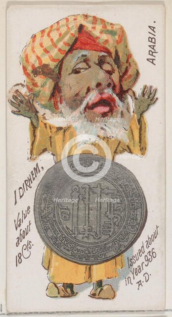 Arabia, 1 Dirhem, from the series Coins of All Nations (N72, variation 1) for Duke brand c..., 1889. Creator: Unknown.