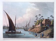 Arabian Summer House on the Canal of Menouf Egypt, 1801 Artist: Thomas Milton