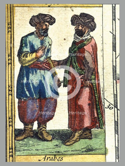 Arabs, colored engraving from the book 'Le Theatre du monde' or 'Nouvel Atlas', 1645, created, pr…