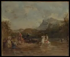 Arabs Crossing a Ford, 1873. Creator: Eugene Fromentin