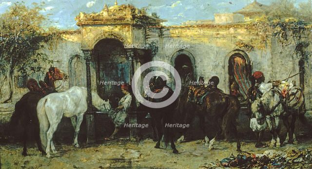 Arabs in Egypt, Sunrise, 1867. Creator: Christian Adolf Schreyer.