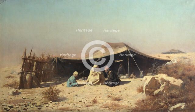 Arabs in the desert. Koran Study. Artist: Vereshchagin, Vasili Vasilyevich (1842-1904)