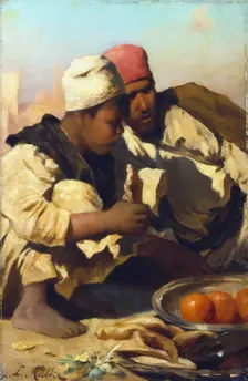 Arabs Seated in a Cairo Market c1854-1892. Artist: Leopold Carl Muller