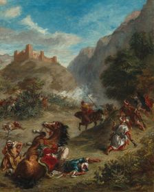 Arabs Skirmishing in the Mountains, 1863. Creator: Eugene Delacroix