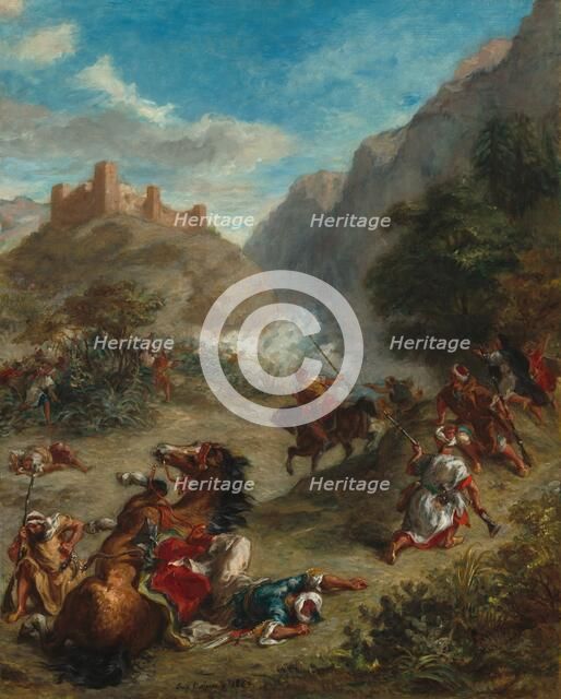 Arabs Skirmishing in the Mountains, 1863. Creator: Eugene Delacroix.