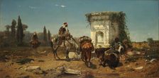 Arabs Resting by a Marble Fountain, 1856. Creator: Christian Adolf Schreyer