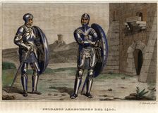 Aragonese soldiers covered in armor in 1400
