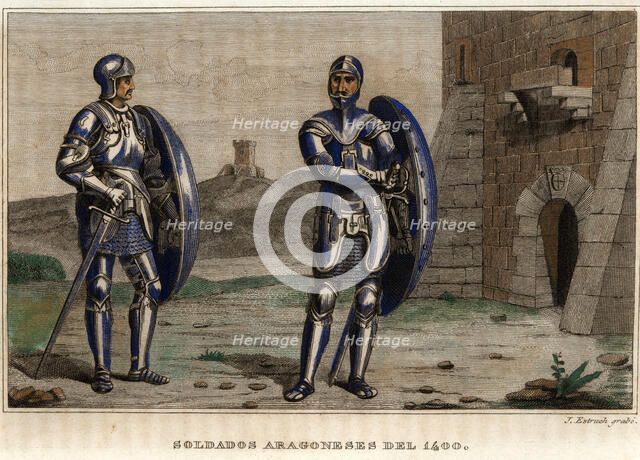 Aragonese soldiers covered in armor in 1400.