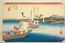 Arai: View of Ferryboats (Arai, watashibune no zu), from the series "Fifty-three Stations..., c. 183 Creator: Ando Hiroshige