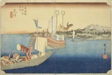 Arai: View of Ferryboats (Arai, watashibune no zu), from the series "Fifty-three Stations..., c. 183 Creator: Ando Hiroshige
