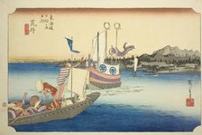 Arai: View of Ferryboats (Arai, watashibune no zu), from the series "Fifty-three Stations..., c. 183 Creator: Ando Hiroshige