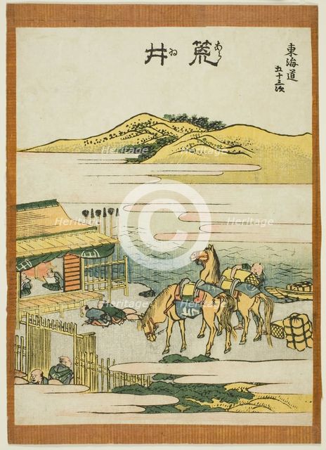Arai, from the series "Fifty-three Stations of the Tokaido (Tokaido gojusan tsugi)", Japan, c. 1806. Creator: Hokusai.
